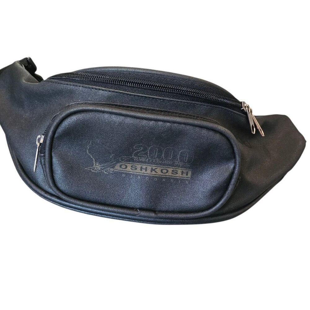 VTG Y2K Oshkosh Wisconsin Fanny Pack Beltbag Airshow Airplanes Black Vinyl‎